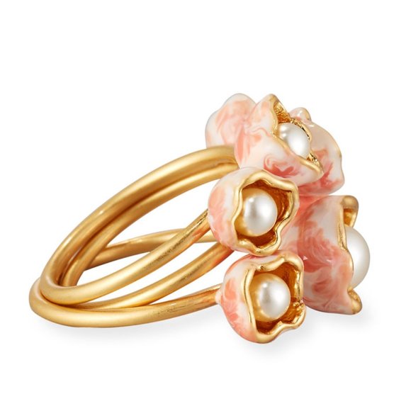 NWT Tory Burch Pearl Bud Stacking Rings, Set of 3, Size 6 - Picture 4 of 7